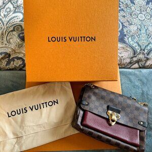 100% Authentic Louis Vuitton Vavin Handbag Damier with Leather PM